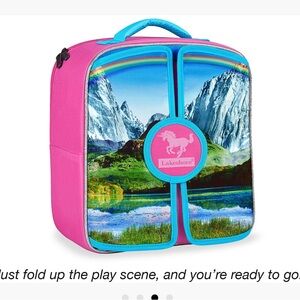 Lakeshore Pink and Blue Playset Carrying Case backpack play set with 6 figurines